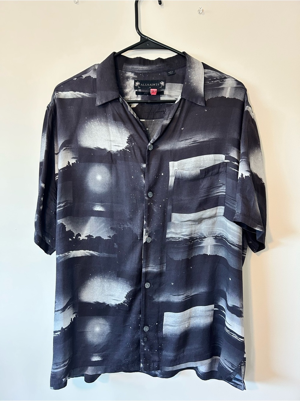 All Saints Men’s Black & Gray Abstract Short-Sleeve Button-Down Shirt